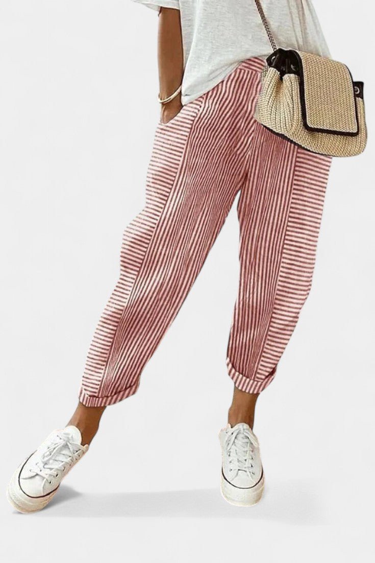 Alba Striped Linen - Blend Pants - Lora Toronto