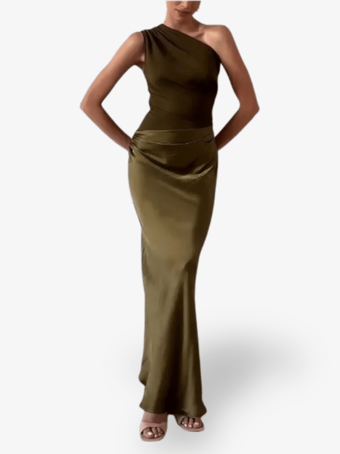 Alina | One - Shoulder Pleated Maxi Dress - Lora Toronto