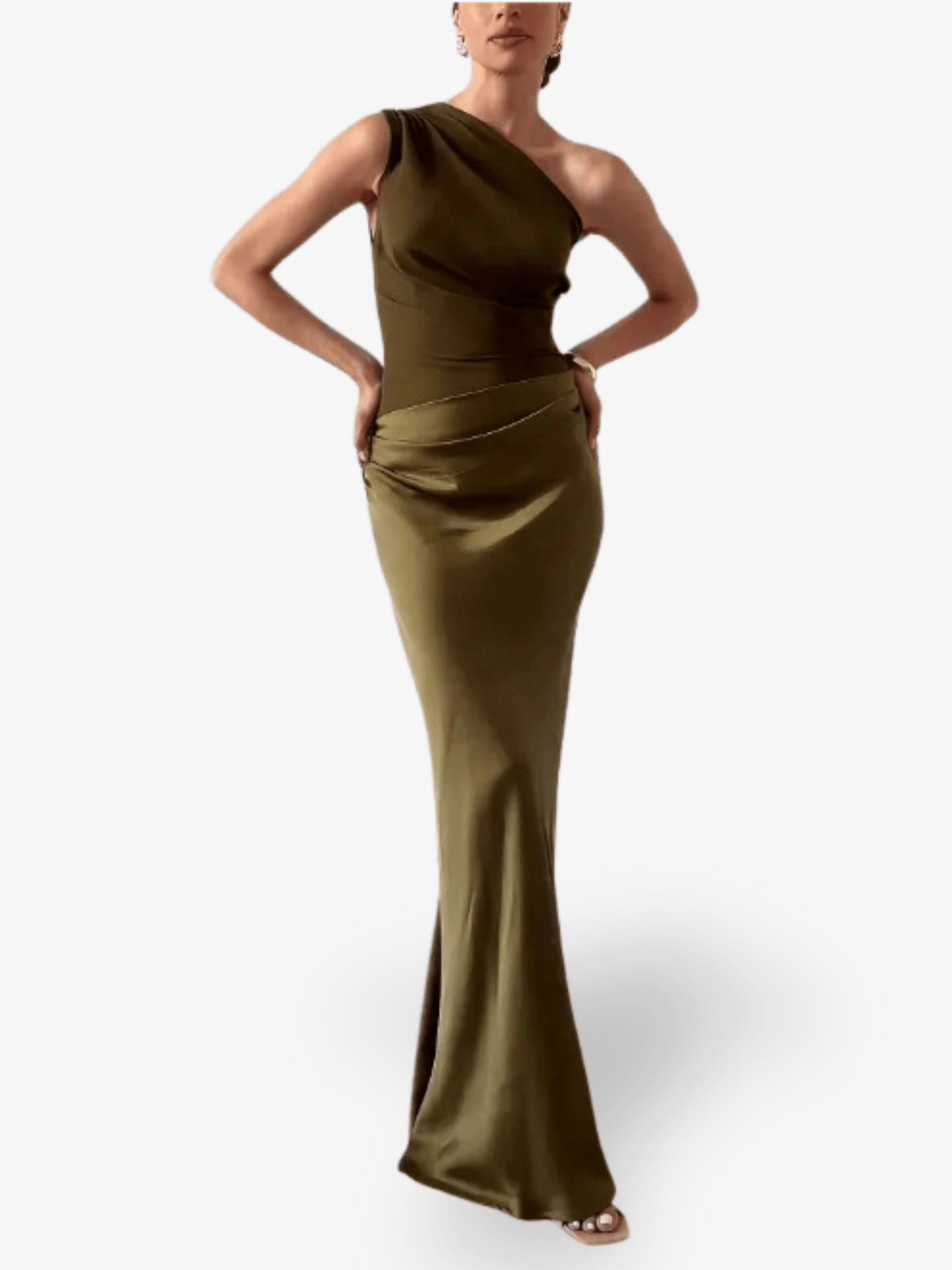 Alina | One - Shoulder Pleated Maxi Dress - Lora Toronto