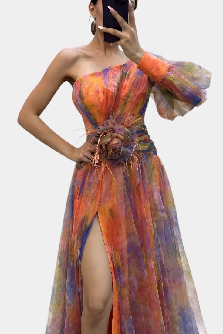 Amelie | One - Shoulder Asymmetric Maxi Dress - Lora Toronto
