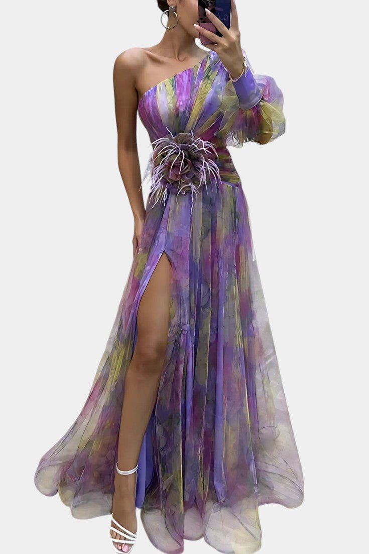 Amelie | One - Shoulder Asymmetric Maxi Dress - Lora Toronto