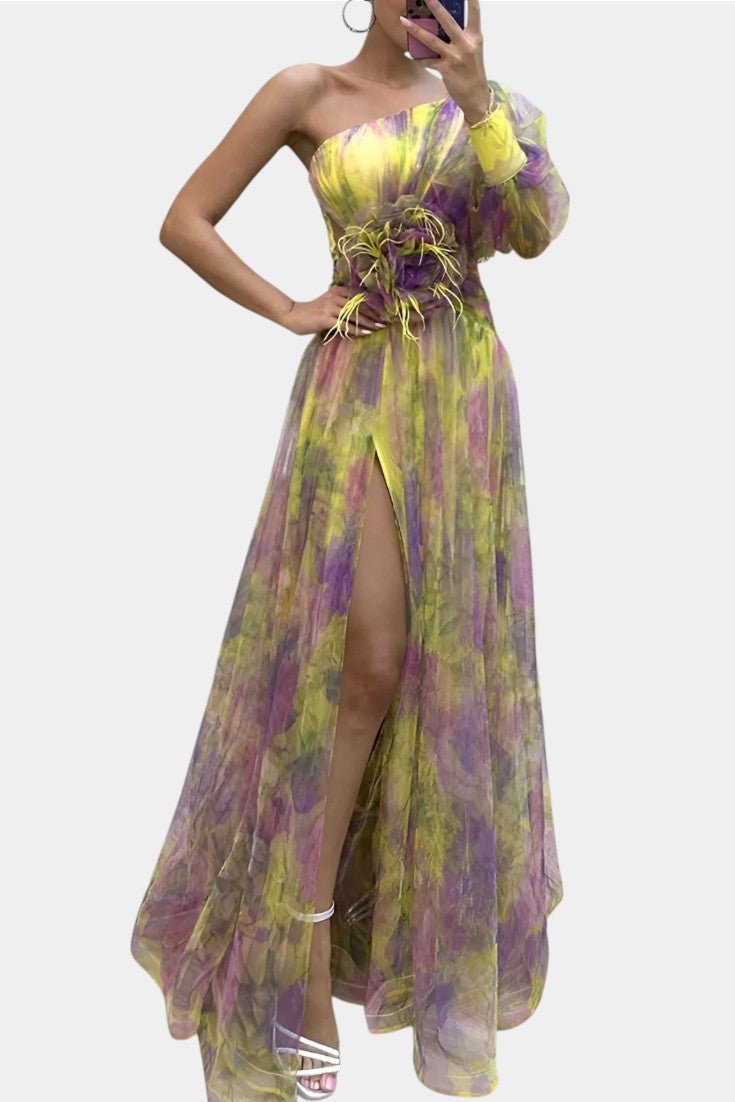 Amelie | One - Shoulder Asymmetric Maxi Dress - Lora Toronto