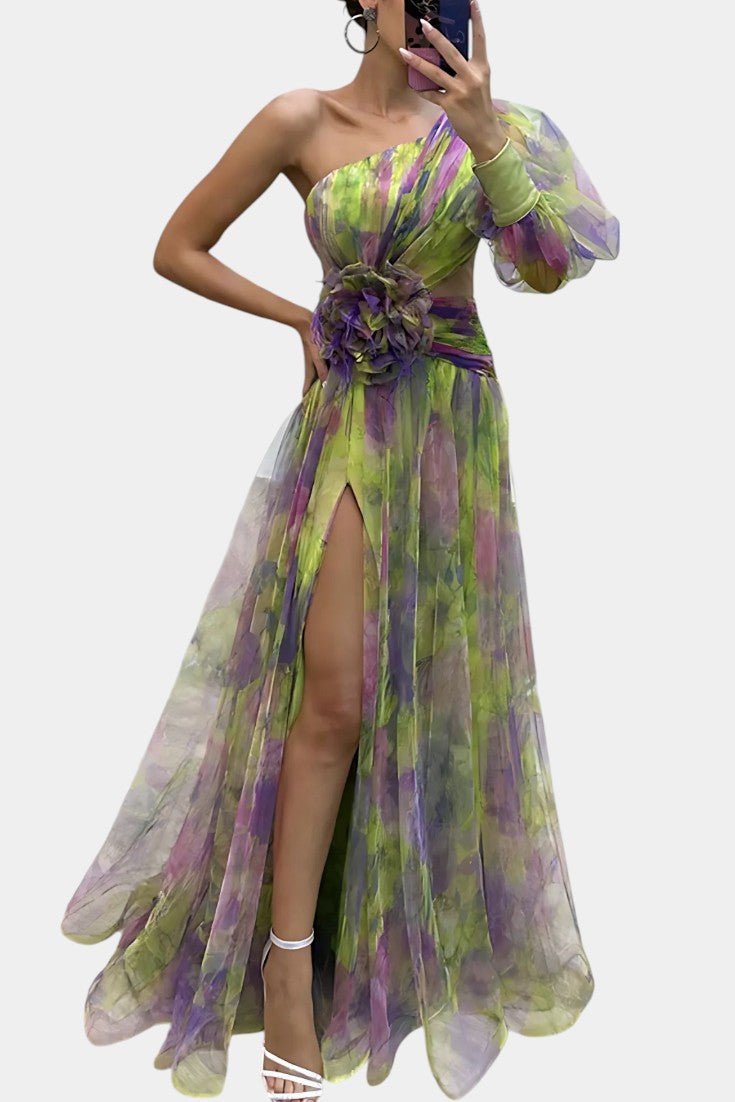 Amelie | One - Shoulder Asymmetric Maxi Dress - Lora Toronto