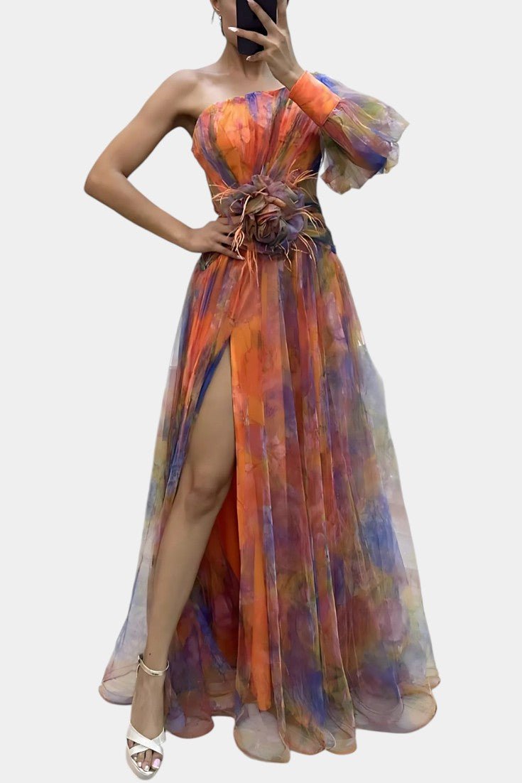 Amelie | One - Shoulder Asymmetric Maxi Dress - Lora Toronto