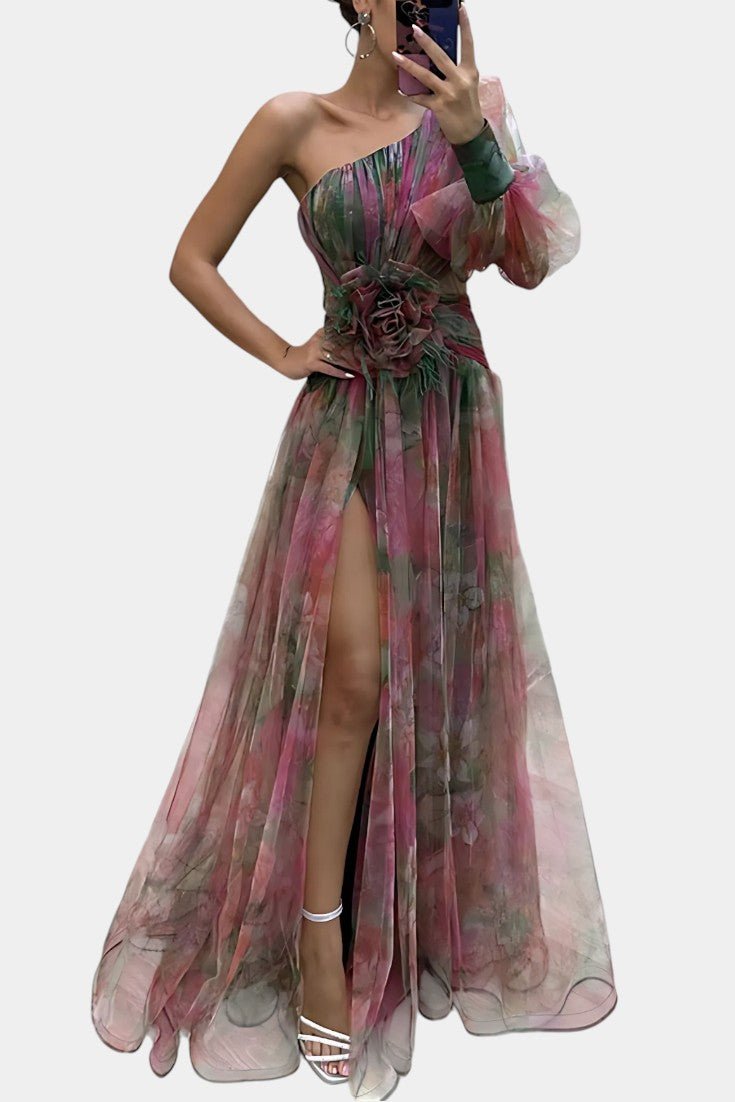 Amelie | One - Shoulder Asymmetric Maxi Dress - Lora Toronto