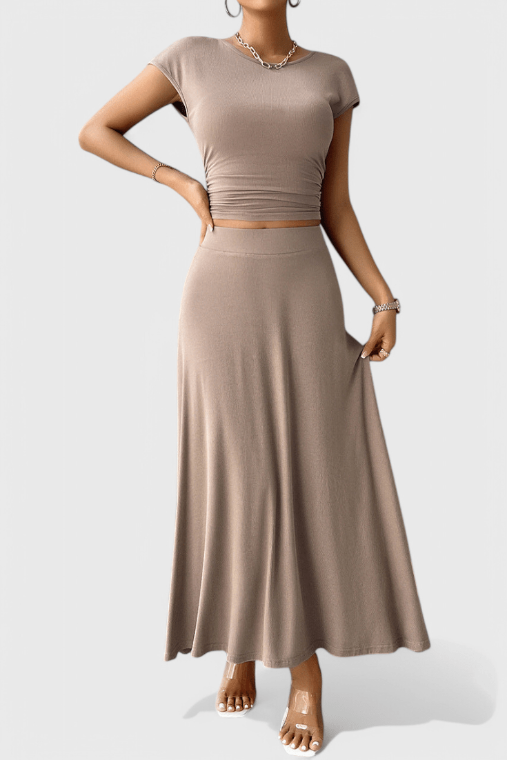Anastasia Ruched Crop Top & Flowing Skirt Co - Ord - Lora Toronto