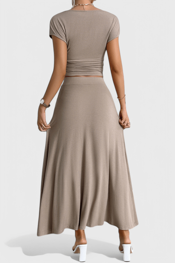Anastasia Ruched Crop Top & Flowing Skirt Co - Ord - Lora Toronto