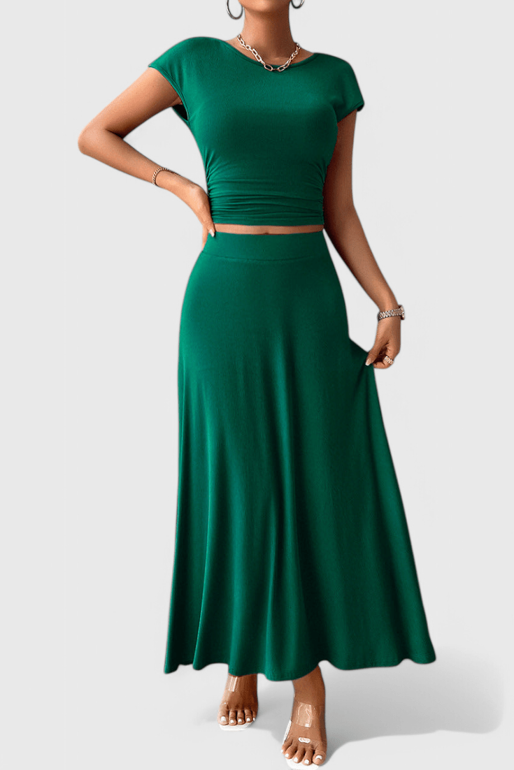 Anastasia Ruched Crop Top & Flowing Skirt Co - Ord - Lora Toronto