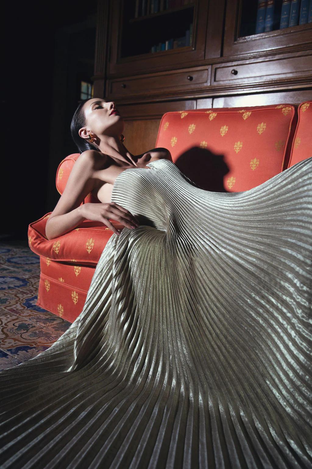 Andreia Pleated A - Line Strapless Maxi Dress - Lora Toronto