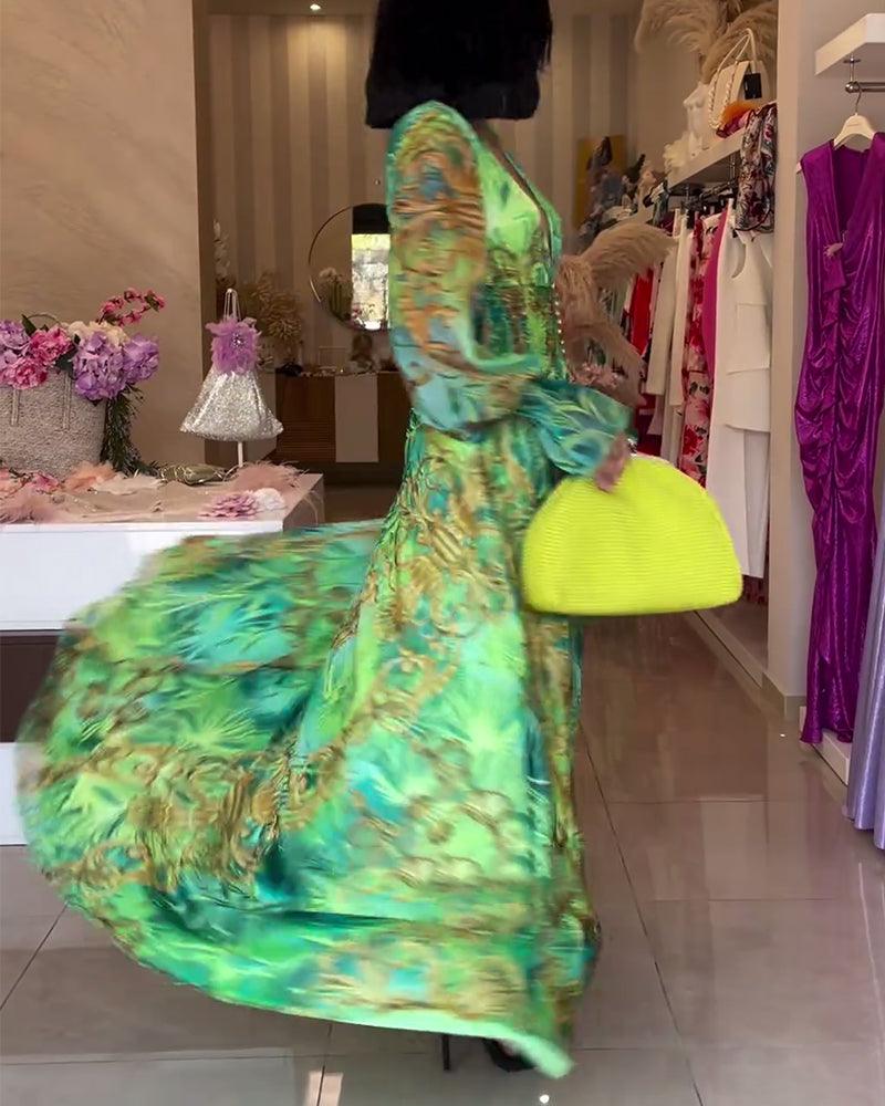 Aria | Elegant Floral Printed Maxi Dress - Lora Toronto