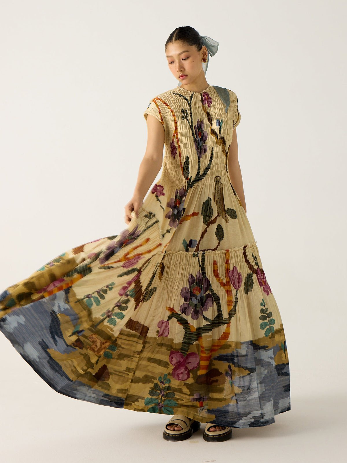 Clara | Pleated Print Maxi Dress - Lora Toronto