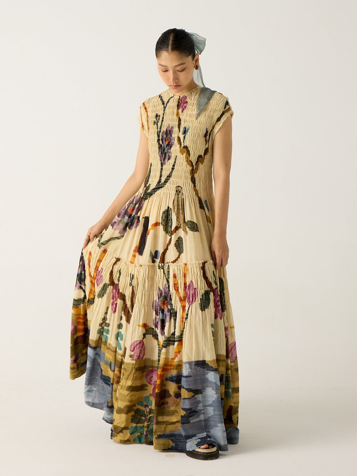 Clara | Pleated Print Maxi Dress - Lora Toronto