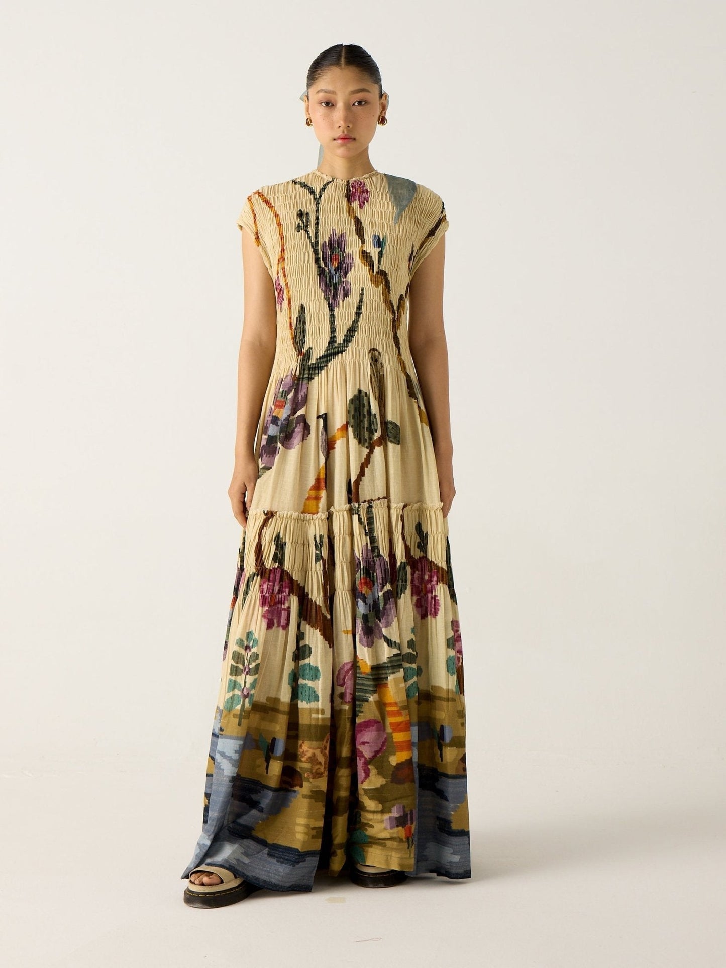 Clara | Pleated Print Maxi Dress - Lora Toronto