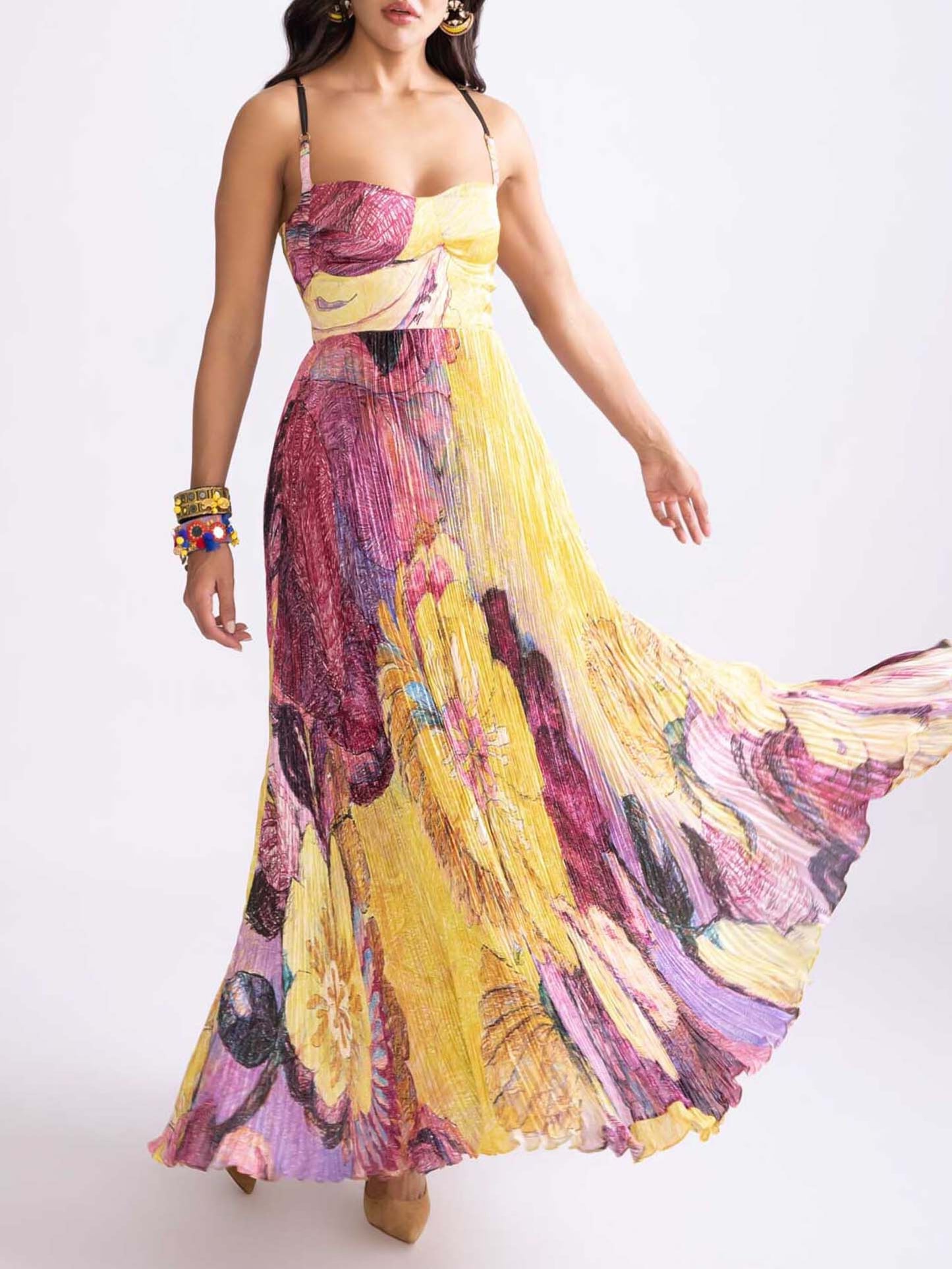 Delilah | Pleated Maxi Dress - Lora Toronto