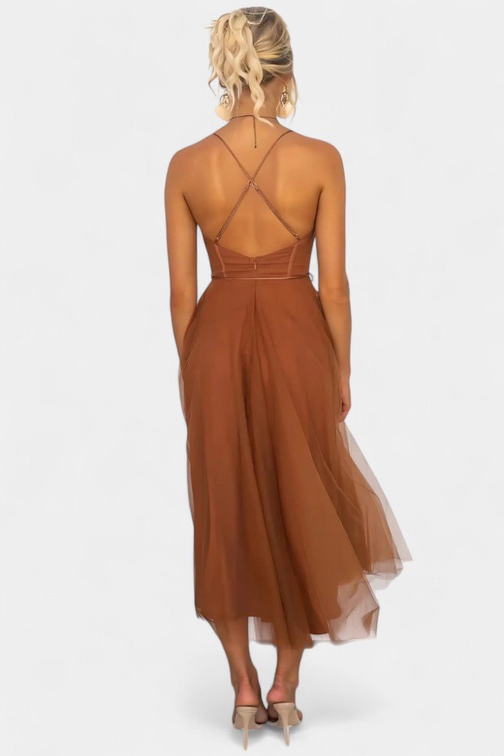 Eileen | Corset Tulle Midi Dress - Lora Toronto
