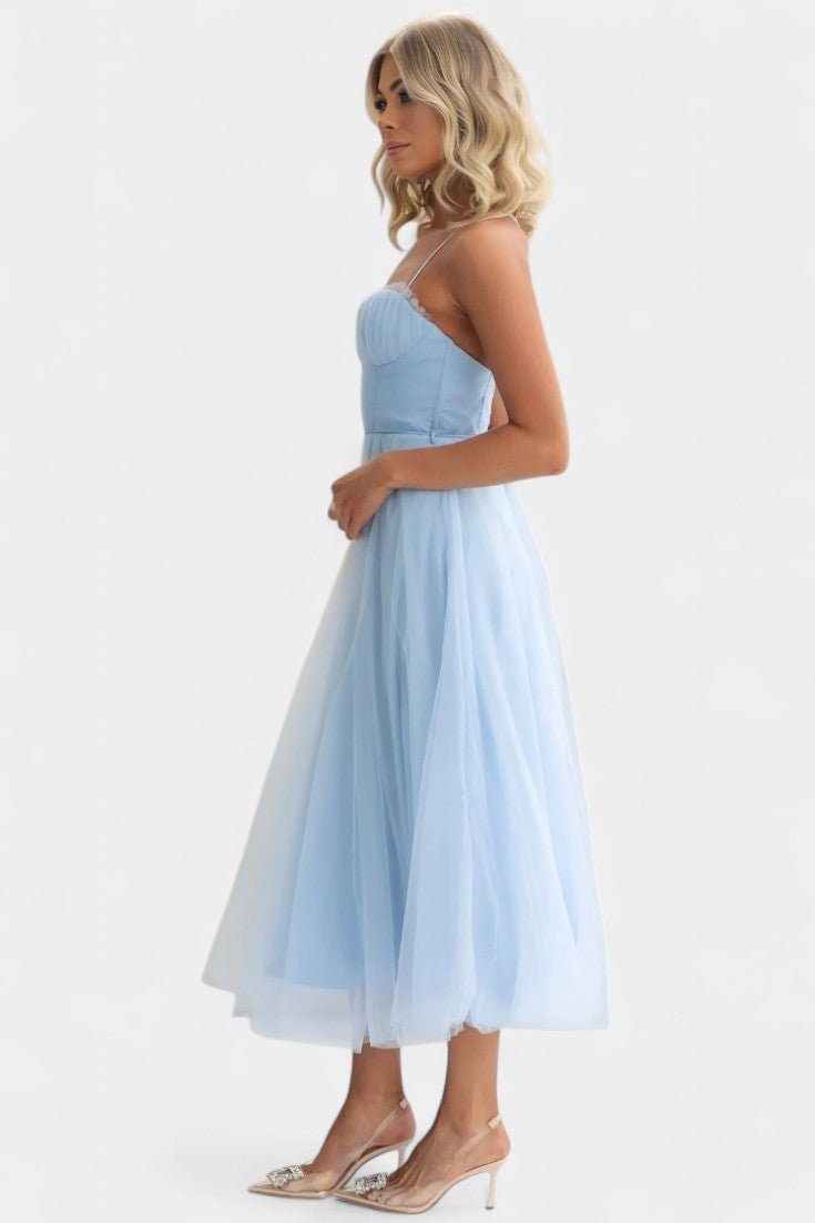 Eileen | Corset Tulle Midi Dress - Lora Toronto