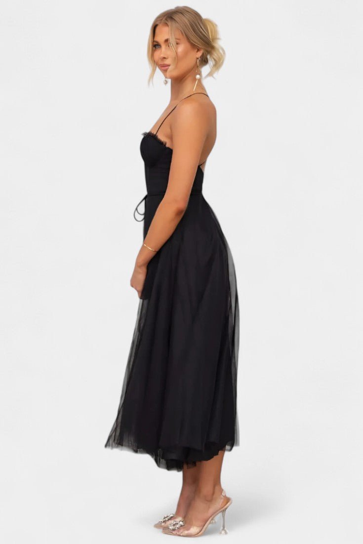 Eileen | Corset Tulle Midi Dress - Lora Toronto