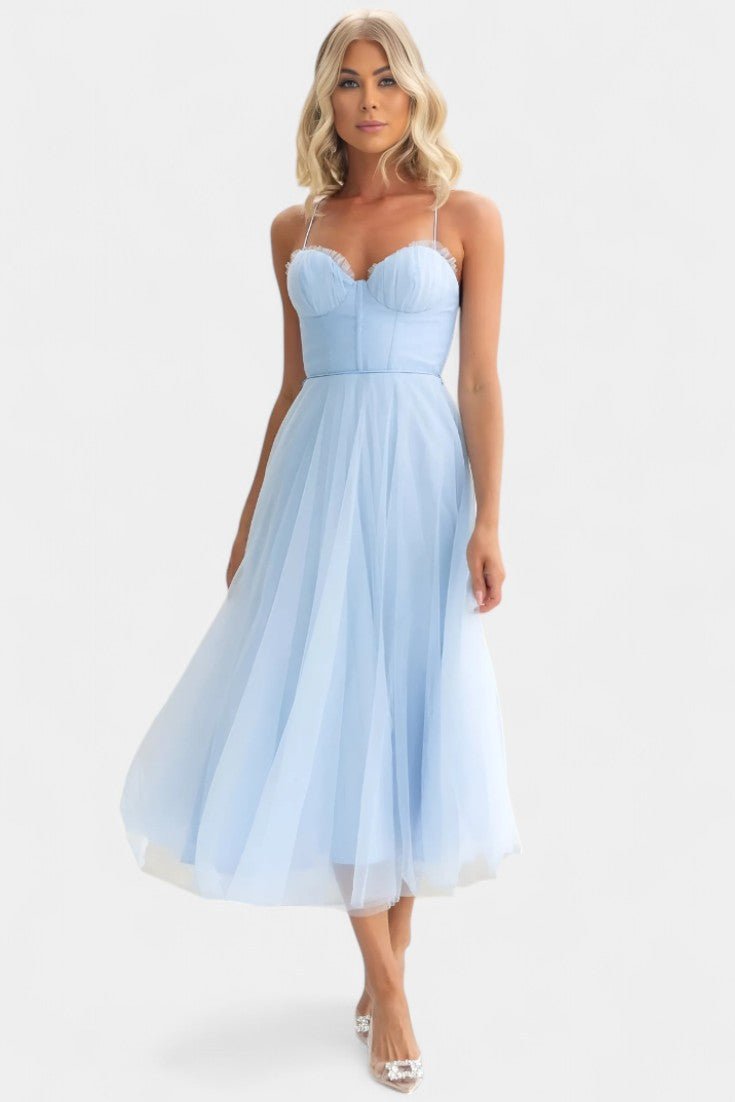 Eileen | Corset Tulle Midi Dress - Lora Toronto