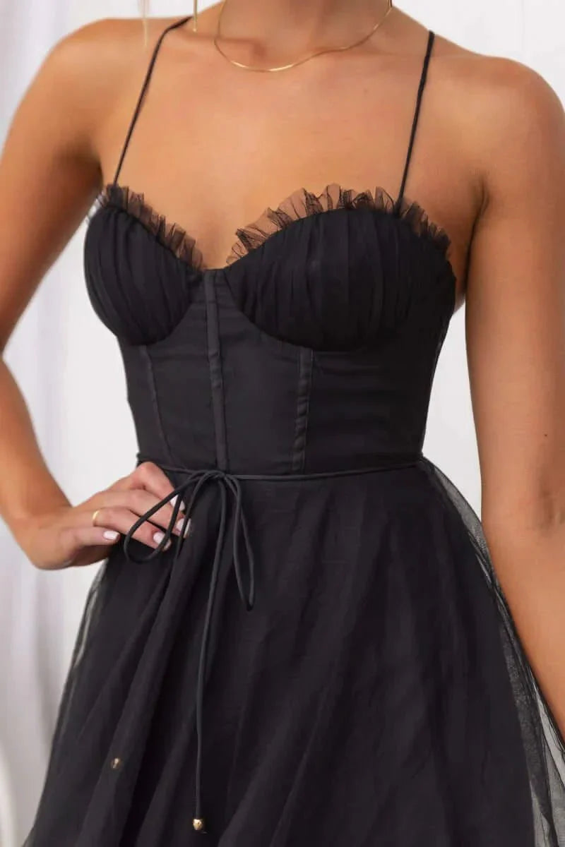 Eileen | Corset Tulle Midi Dress - Lora Toronto