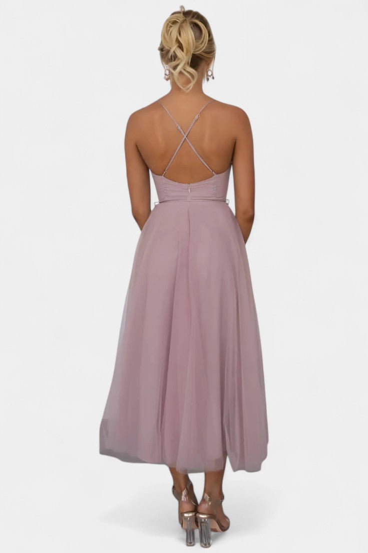 Eileen | Corset Tulle Midi Dress - Lora Toronto