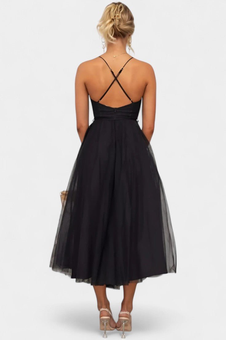 Eileen | Corset Tulle Midi Dress - Lora Toronto