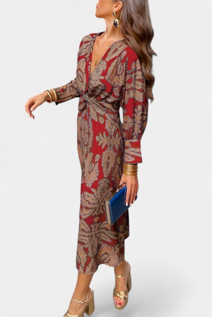 Elara Knotted V - Neck Soft Dress - Lora Toronto