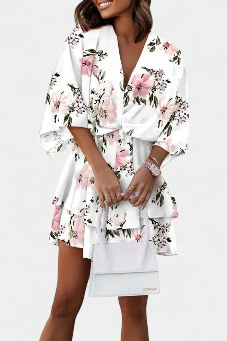 Eliza Twist - Front Floral Wrap Mini Dress - Lora Toronto