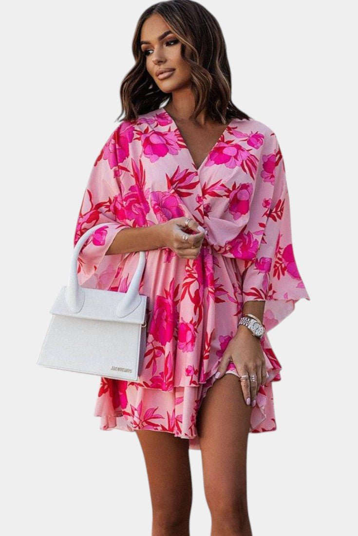 Eliza Twist - Front Floral Wrap Mini Dress - Lora Toronto