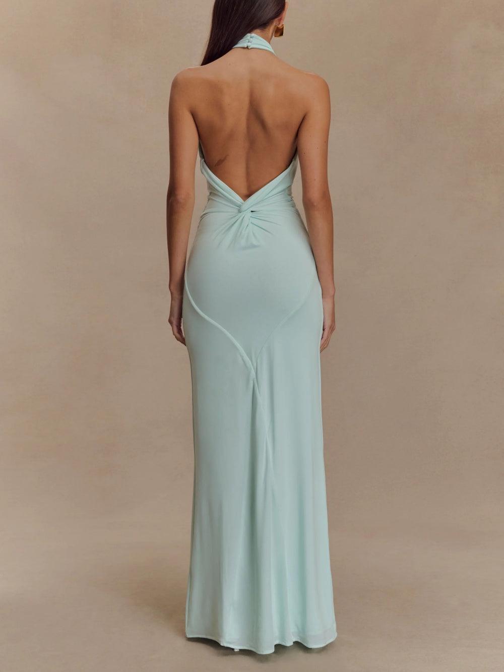 Elyna | Slinky Halter Maxi Dress - Lora Toronto