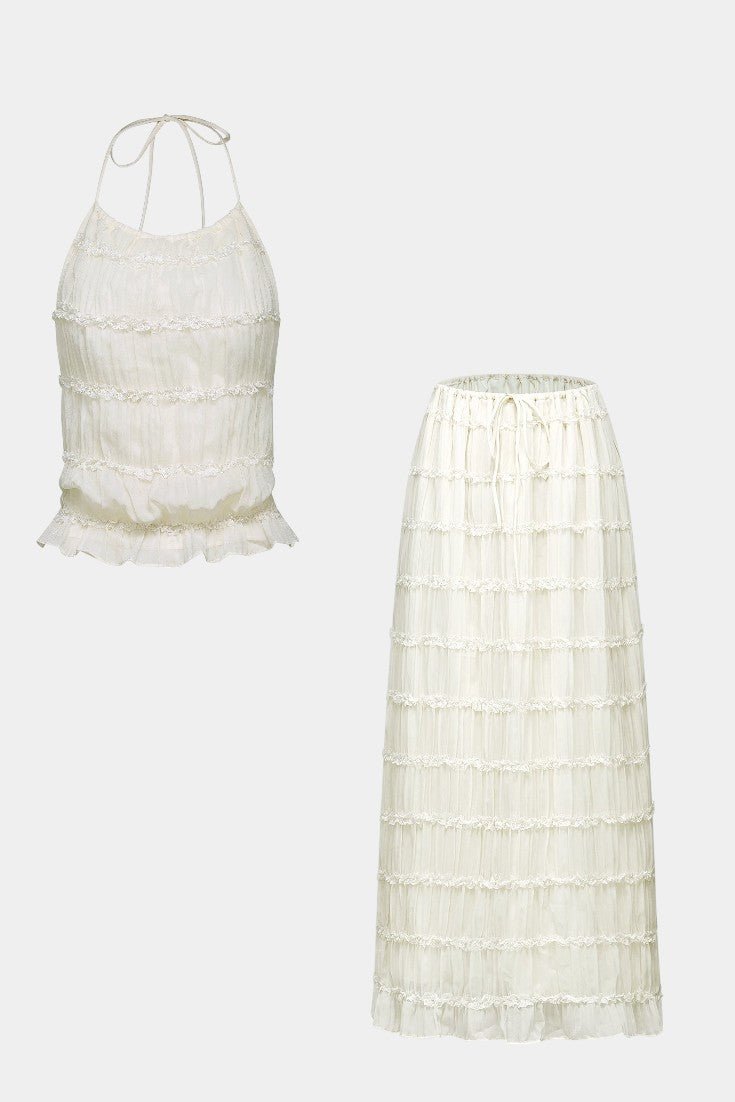 Eugenie Pleated Top & Skirt Matching Set - Lora Toronto