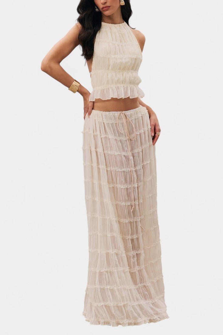 Eugenie Pleated Top & Skirt Matching Set - Lora Toronto