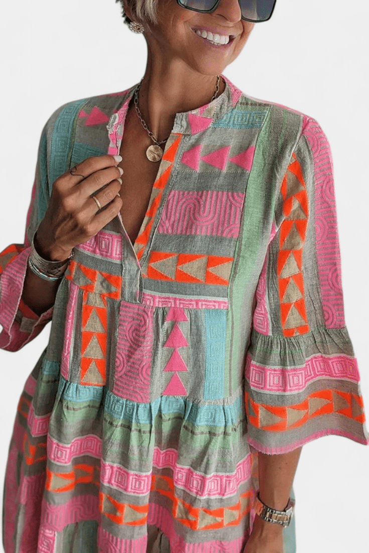 Gina | Embroidered Boho Mini Dress - Lora Toronto