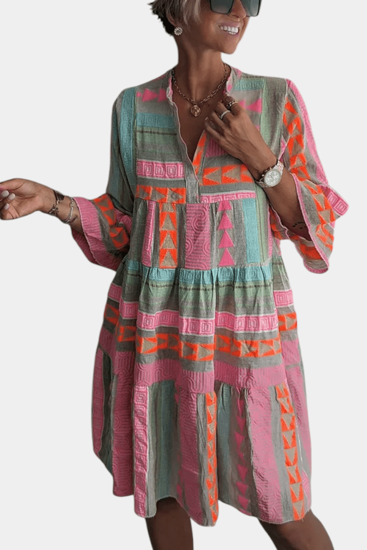 Gina | Embroidered Boho Mini Dress - Lora Toronto