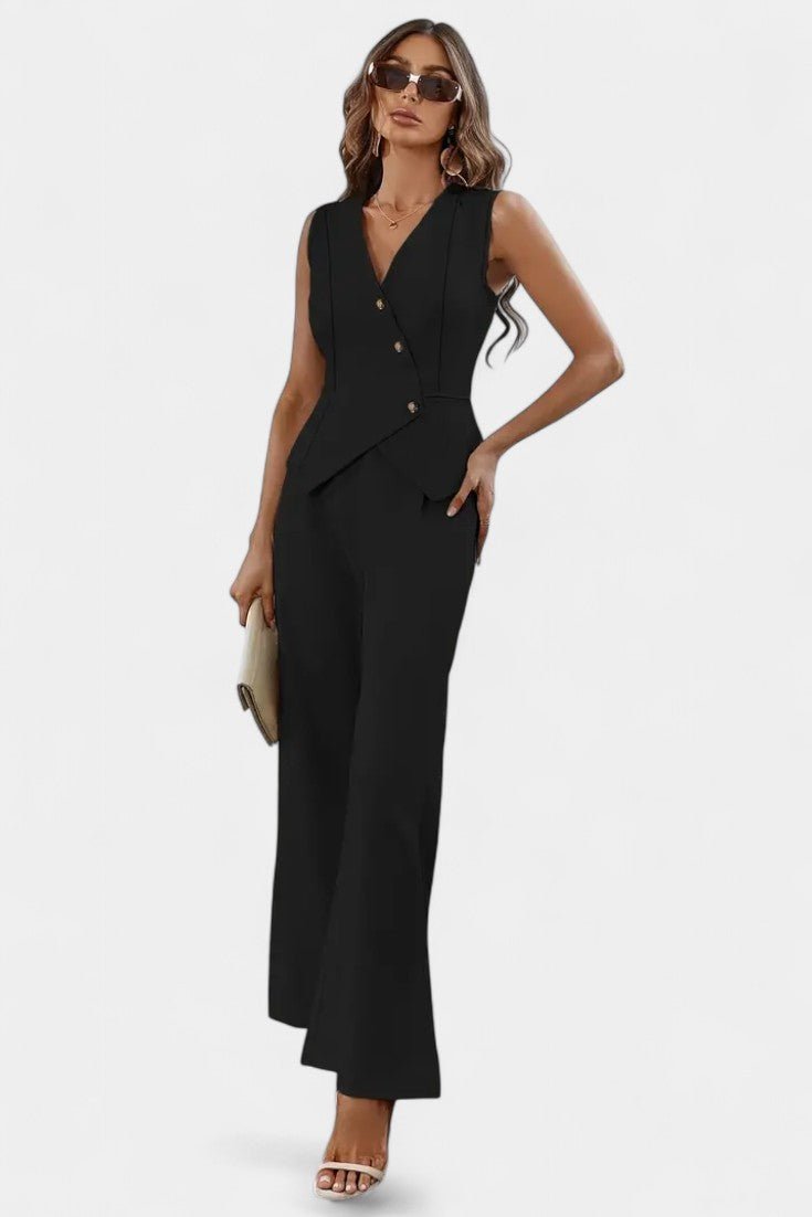 Heskia Sleeveless Waistcoat & Wide - Leg Pants Set - Lora Toronto