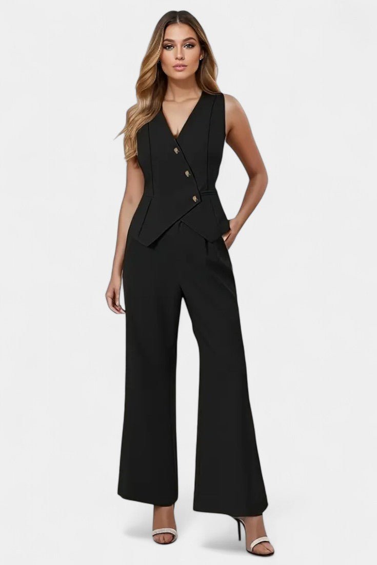 Heskia Sleeveless Waistcoat & Wide - Leg Pants Set - Lora Toronto
