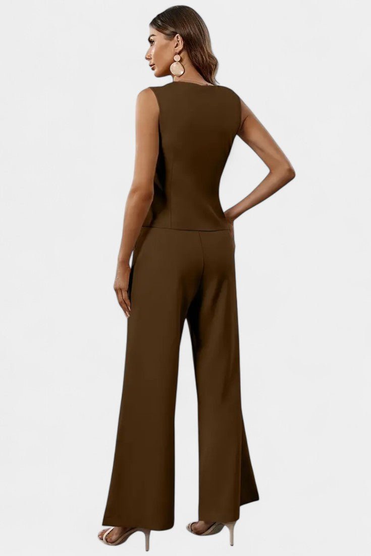 Heskia Sleeveless Waistcoat & Wide - Leg Pants Set - Lora Toronto