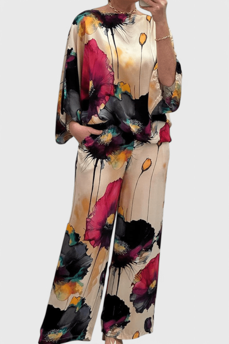 Karoline Floral Two - Piece Set with Relaxed Fit - Lora Toronto