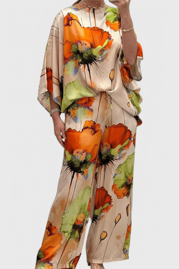 Karoline Floral Two - Piece Set with Relaxed Fit - Lora Toronto