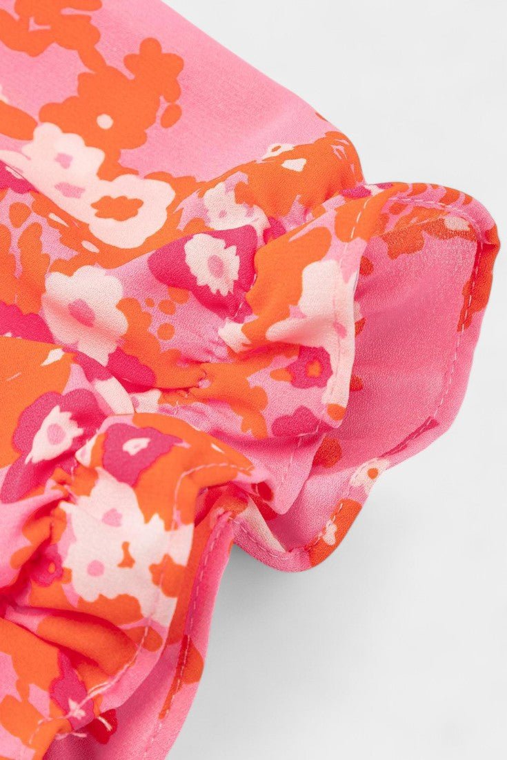 Kimberly | V - Neck Floral Ruffle Dress - Lora Toronto