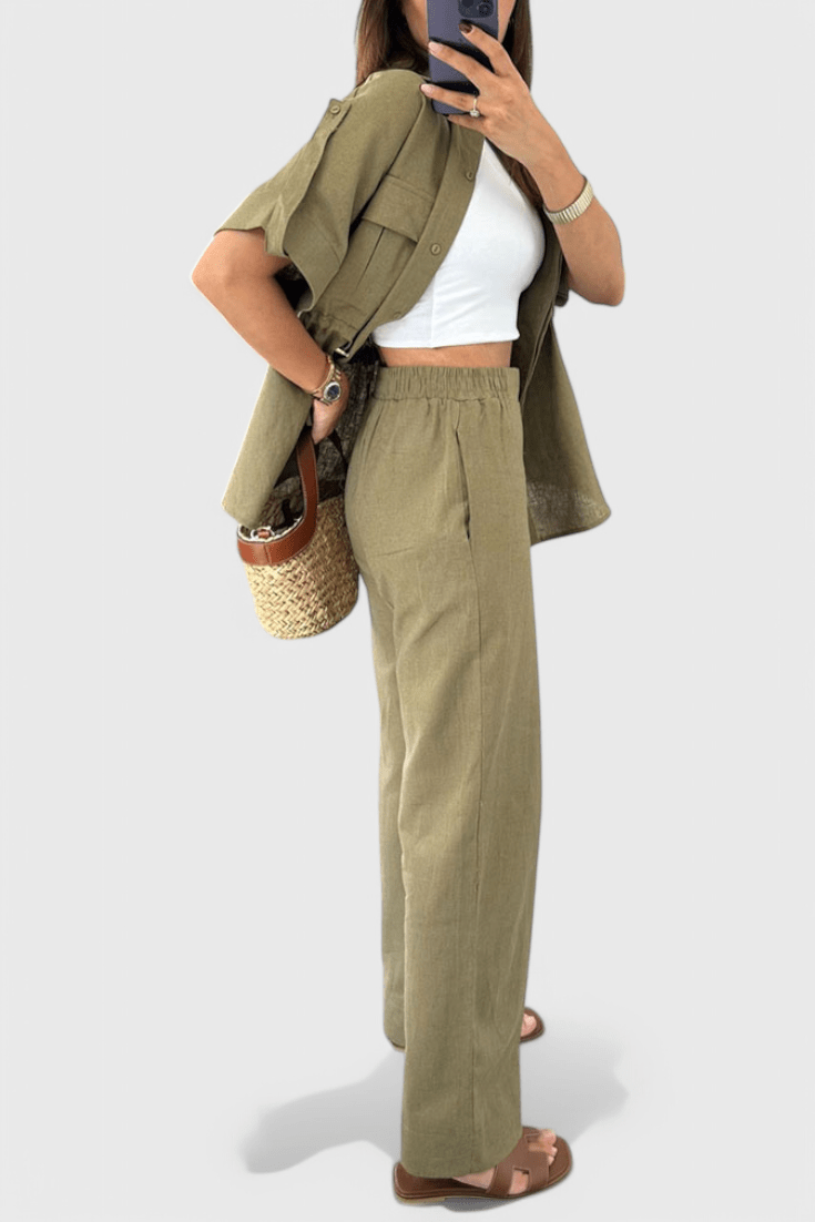 Lani Relaxed Two - Piece Shirt and Trousers Set - Lora Toronto