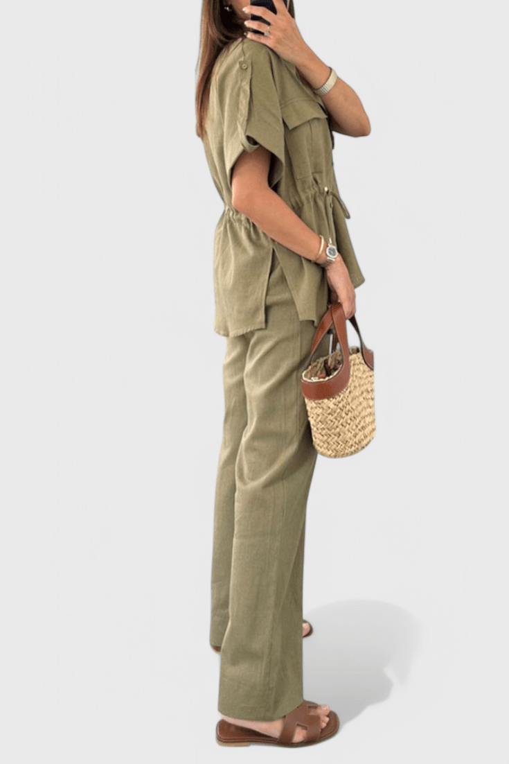 Lani Relaxed Two - Piece Shirt and Trousers Set - Lora Toronto