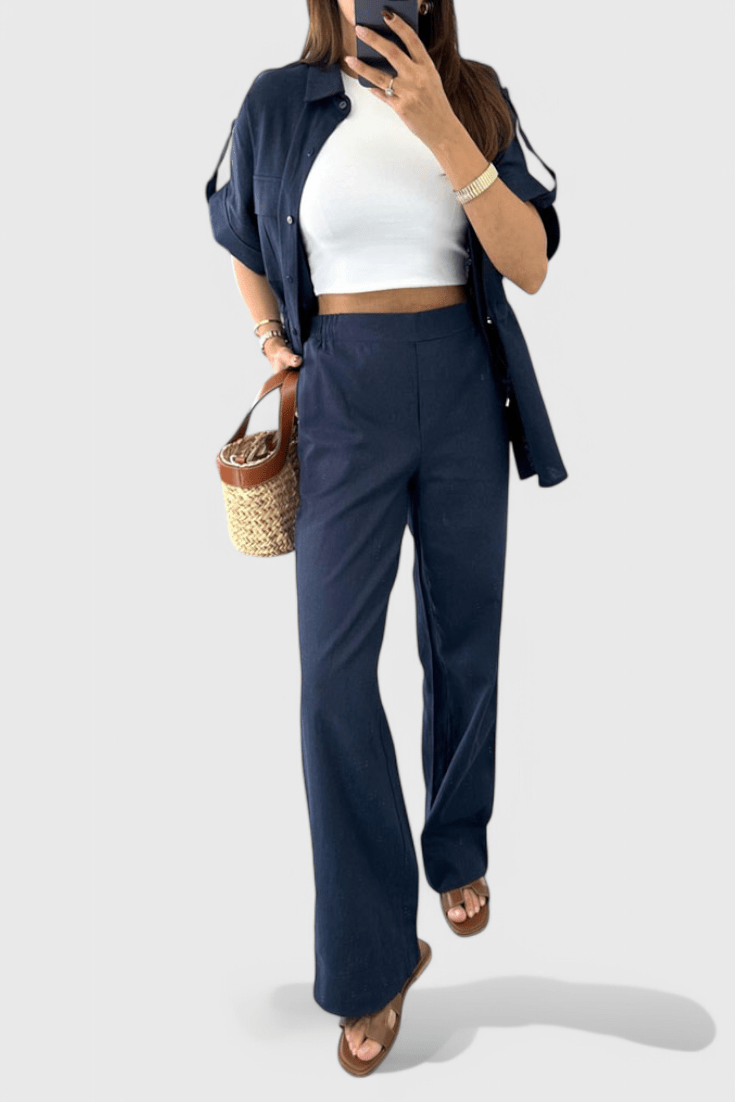 Lani Relaxed Two - Piece Shirt and Trousers Set - Lora Toronto
