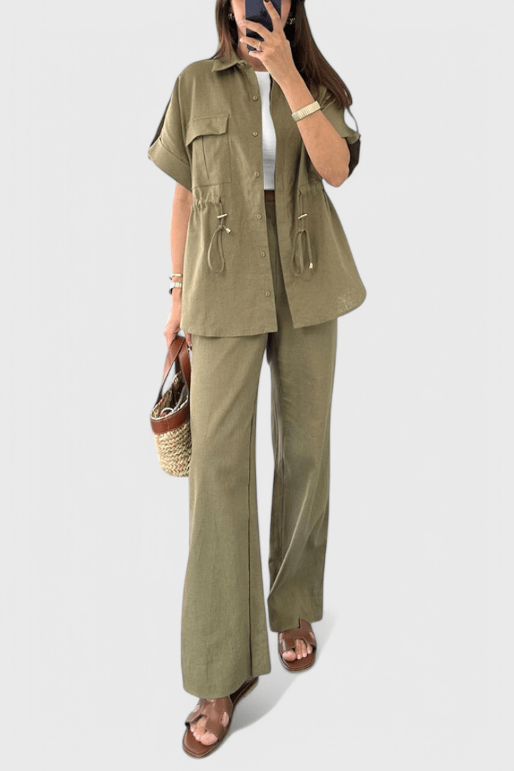 Lani Relaxed Two - Piece Shirt and Trousers Set - Lora Toronto
