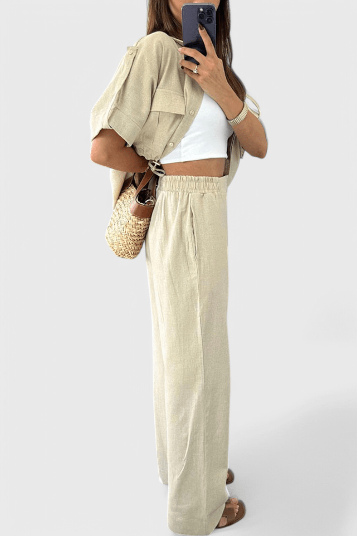 Lani Relaxed Two - Piece Shirt and Trousers Set - Lora Toronto