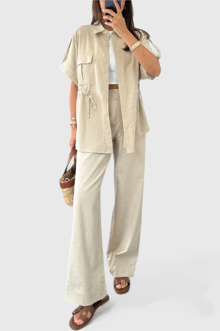 Lani Relaxed Two - Piece Shirt and Trousers Set - Lora Toronto