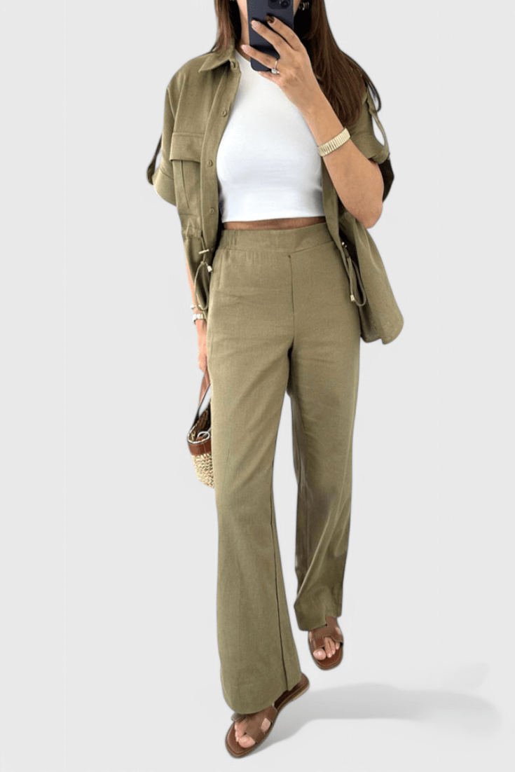 Lani Relaxed Two - Piece Shirt and Trousers Set - Lora Toronto