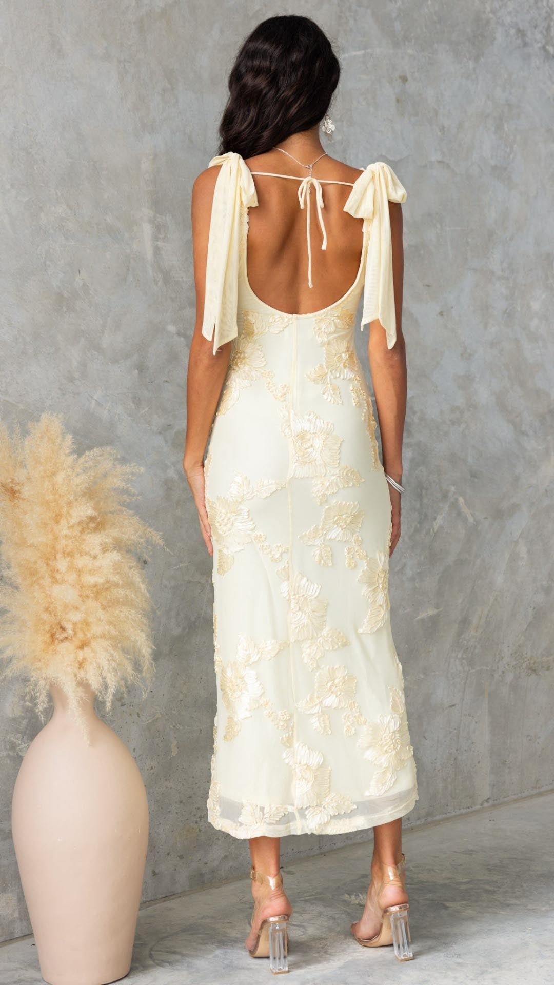 Lilly | Embroidered Floral Mesh Maxi Dress - Lora Toronto