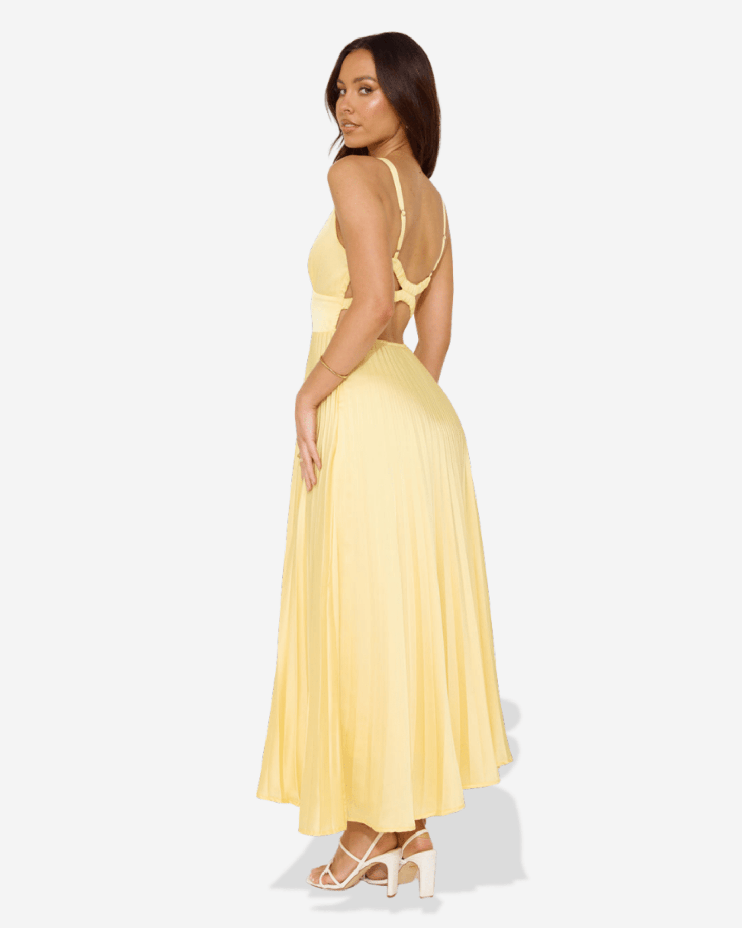 Lucy | Pleated V - Neck Maxi Dress - Lora Toronto