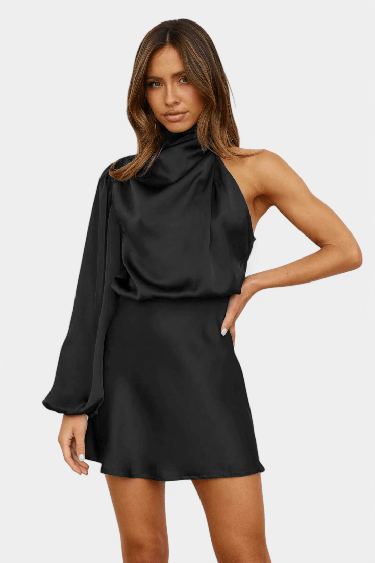 Mara | One - Shoulder Draped Dress - Lora Toronto