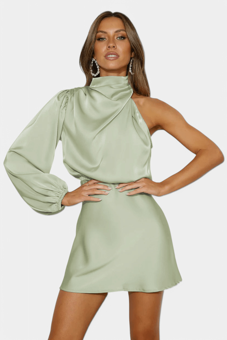 Mara | One - Shoulder Draped Dress - Lora Toronto